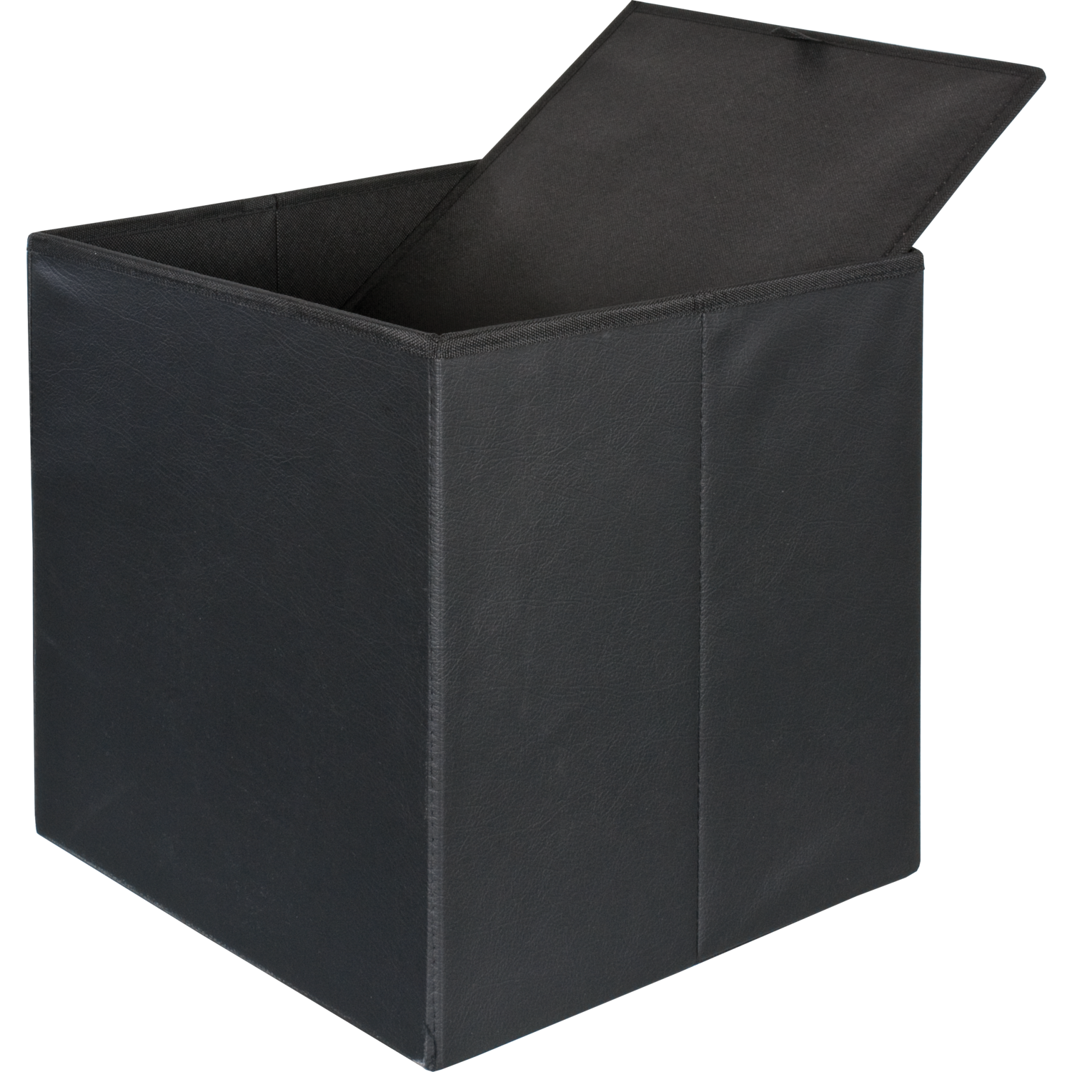 VESTIAMO CASA - Pouf Contenitore Nero in ecopelle richiudibile h38x38x38 cm